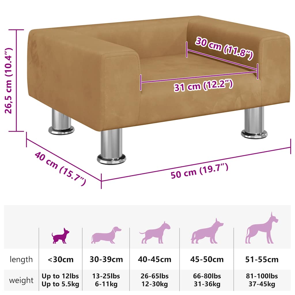 Hundebett Braun 50x40x26,5 cm Samt