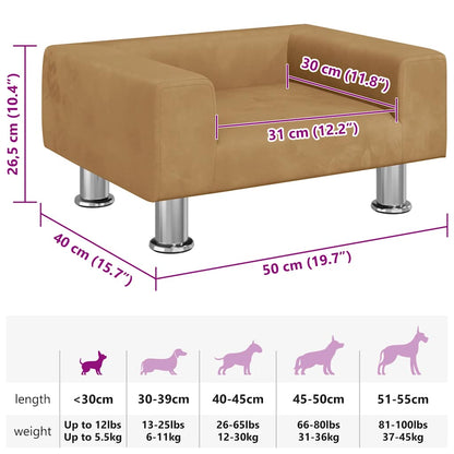 Hundebett Braun 50x40x26,5 cm Samt