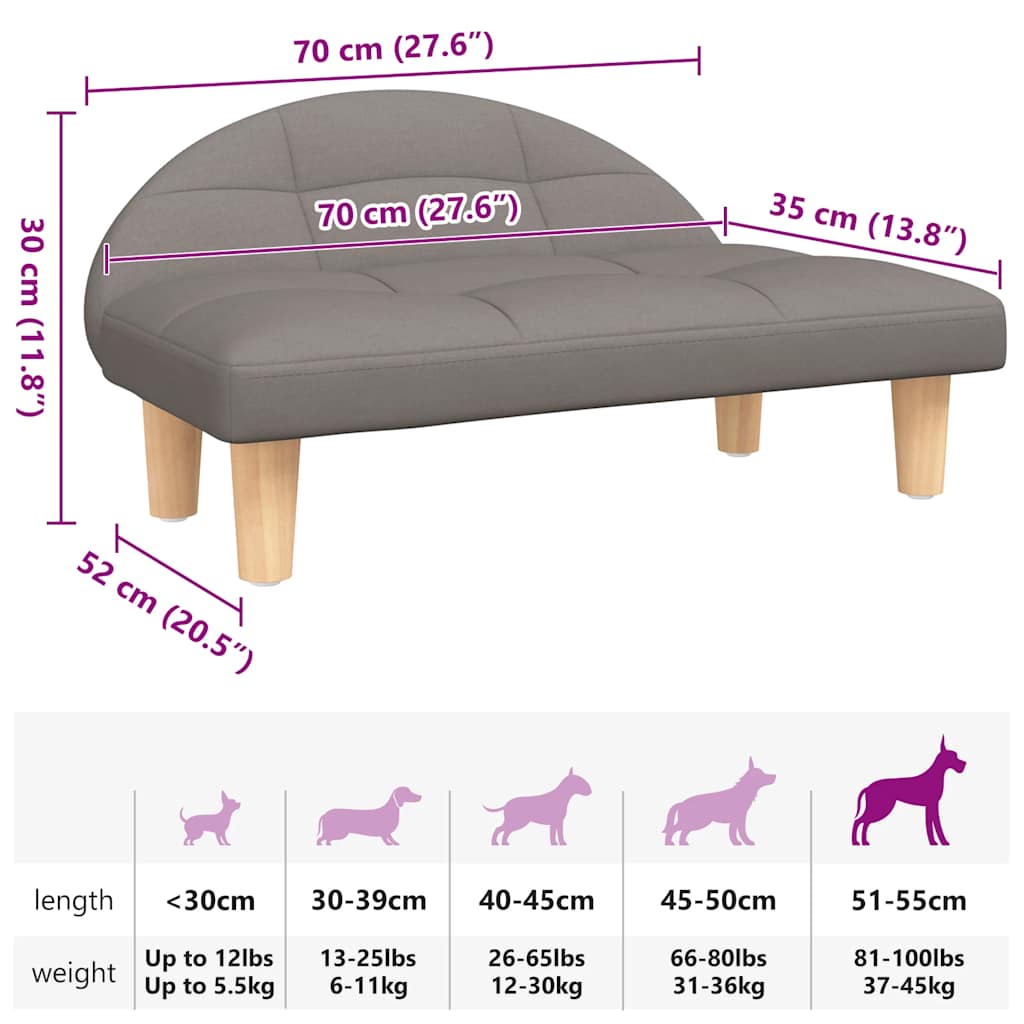 Hundebett Taupe 70x52x30 cm Stoff
