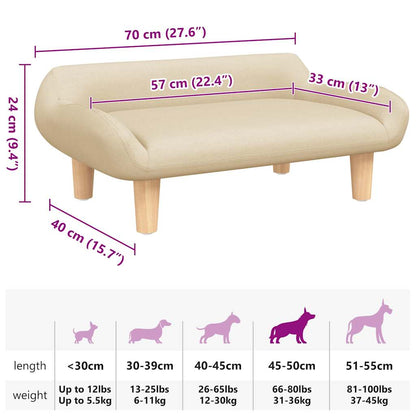 Hundebett Creme 70x40x24 cm Stoff