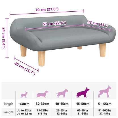Hundebett Hellgrau 70x40x24 cm Stoff