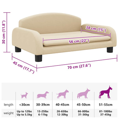 Hundebett Creme 70x45x30 cm Stoff
