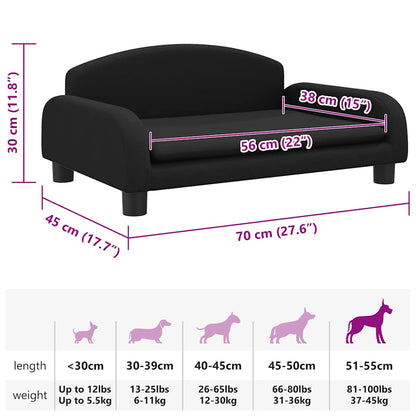 Hundebett Schwarz 70x45x30 cm Stoff