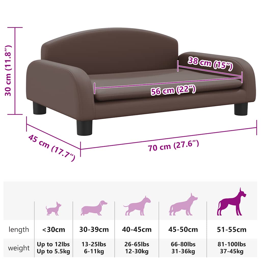 Hundebett Braun 70x45x30 cm Kunstleder