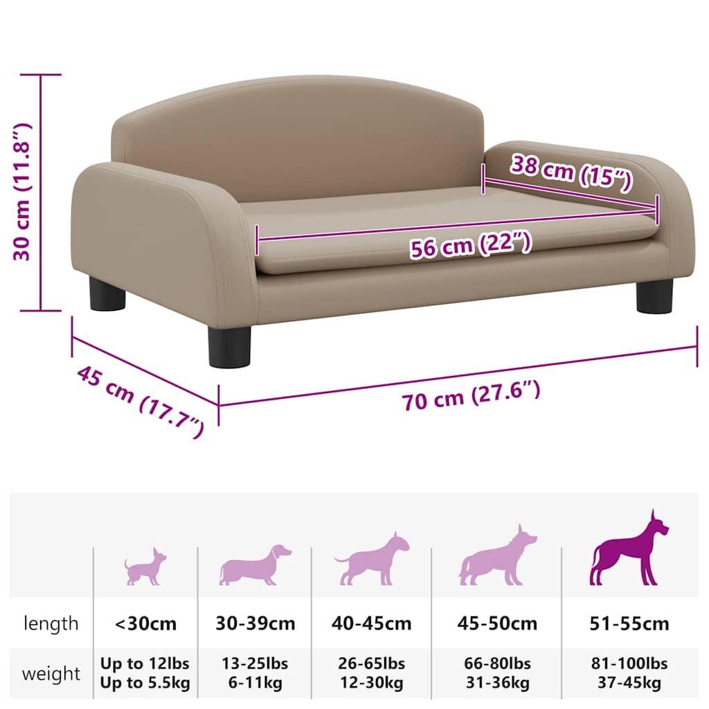Hundebett Cappuccino-Braun 70x45x30 cm Kunstleder
