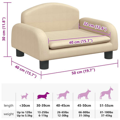 Hundebett Creme 50x40x30 cm Stoff
