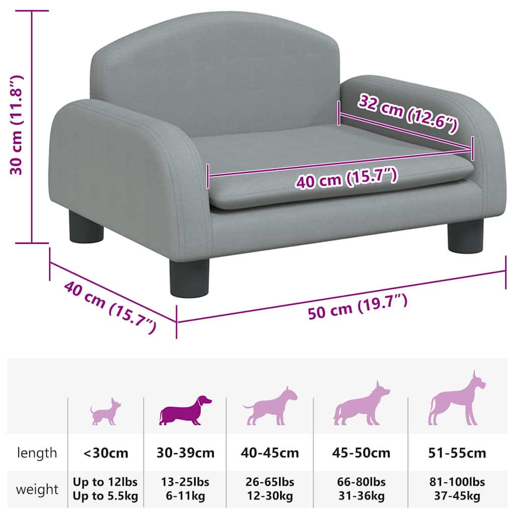 Hundebett Hellgrau 50x40x30 cm Stoff