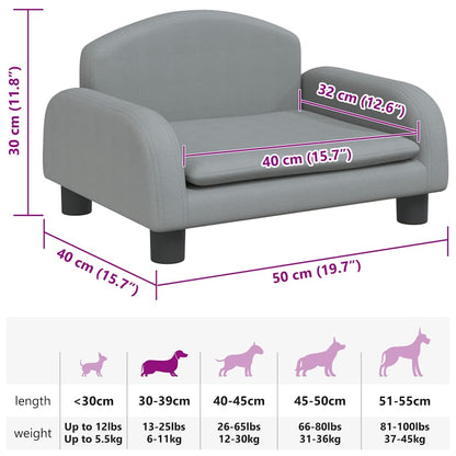 Hundebett Hellgrau 50x40x30 cm Stoff