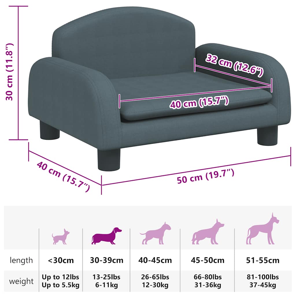 Hundebett Dunkelgrau 50x40x30 cm Stoff
