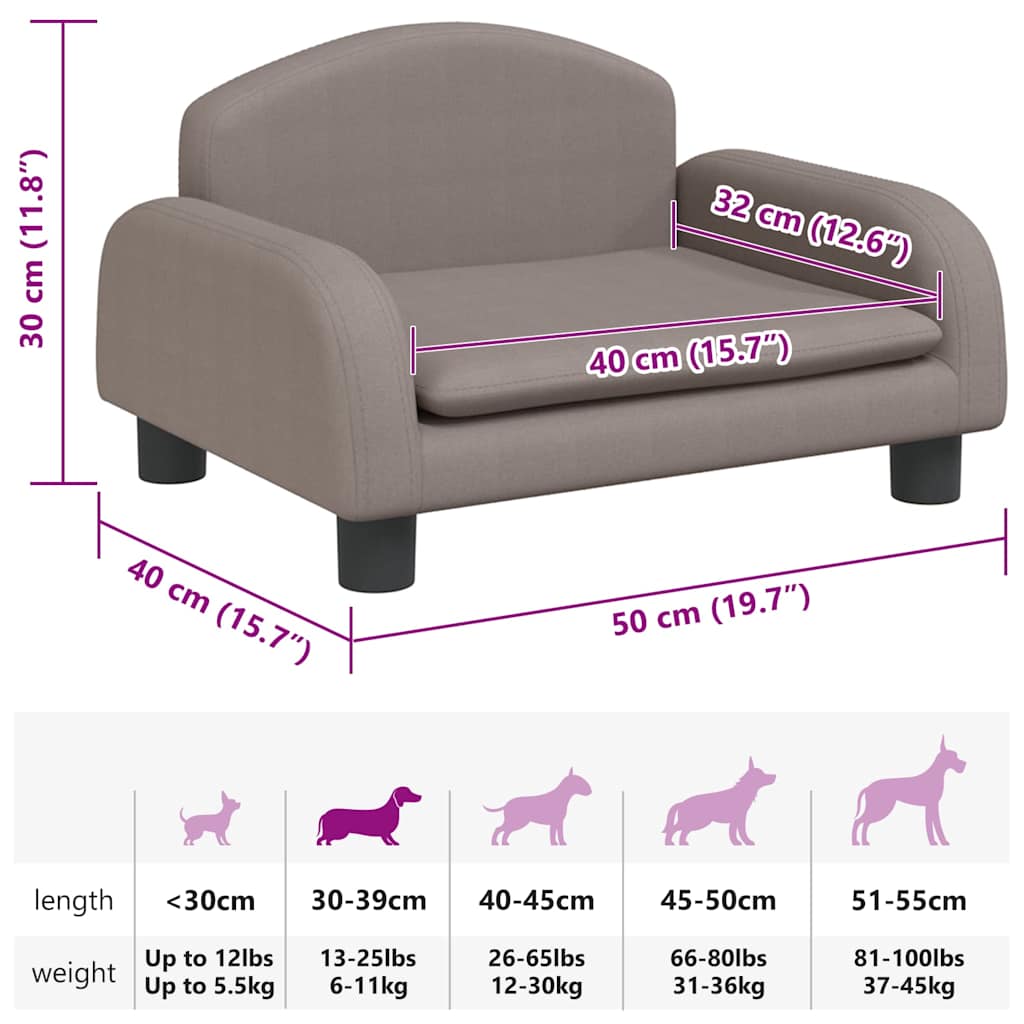 Hundebett Taupe 50x40x30 cm Stoff