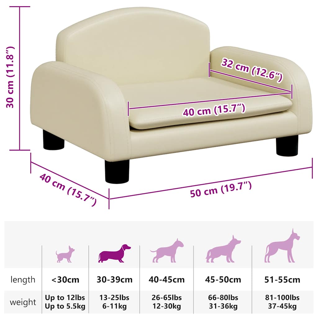 Hundebett Creme 50x40x30 cm Kunstleder