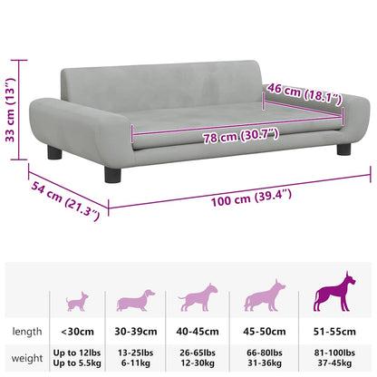 Hundebett Hellgrau 100x54x33 cm Samt