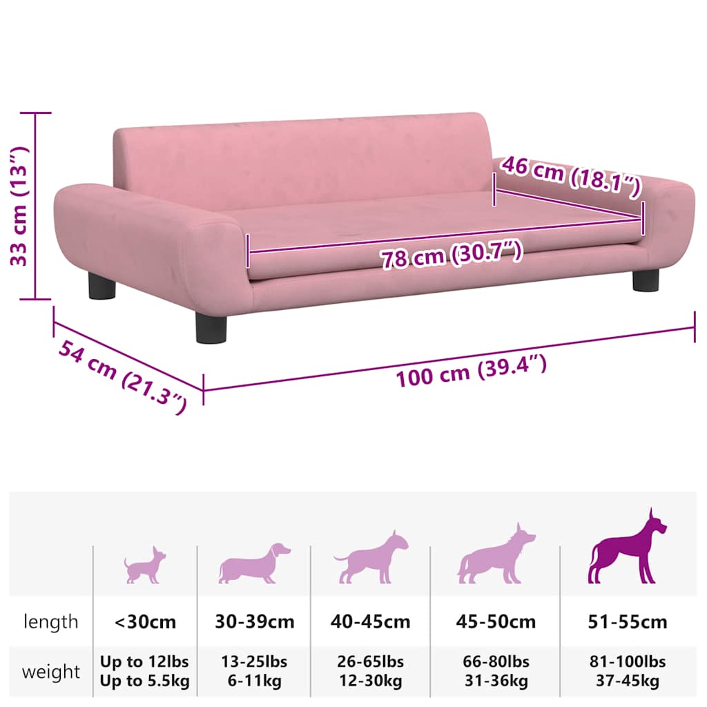 Hundebett Rosa 100x54x33 cm Samt