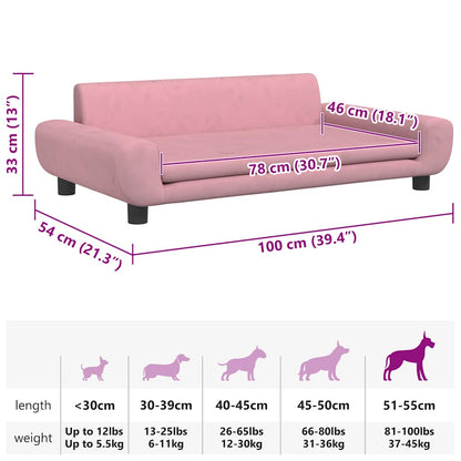 Hundebett Rosa 100x54x33 cm Samt