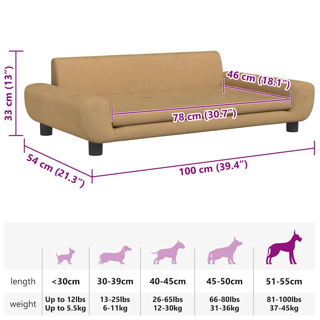 Hundebett Braun 100x54x33 cm Samt