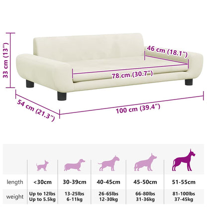 Hundebett Creme 100x54x33 cm Samt