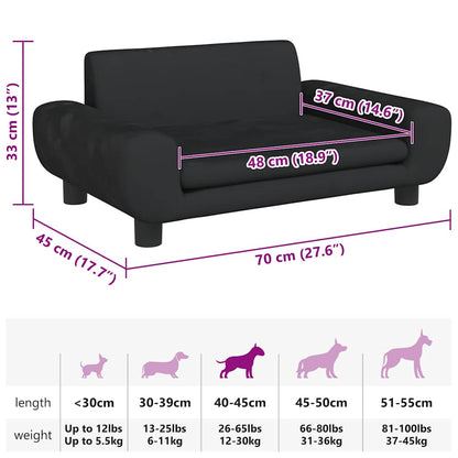 Hundebett Schwarz 70x45x33 cm Samt