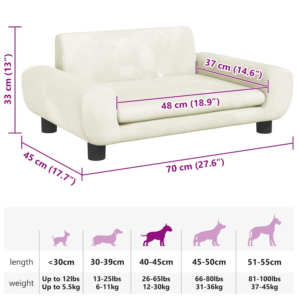 Hundebett Creme 70x45x33 cm Samt