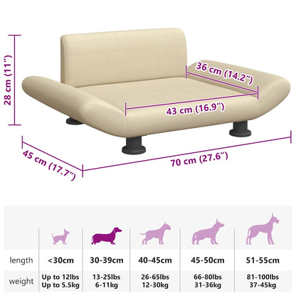 Hundebett Creme 70x45x28 cm Stoff