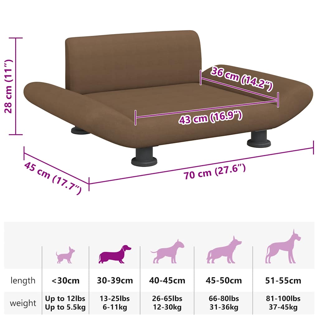 Hundebett Braun 70x45x28 cm Stoff