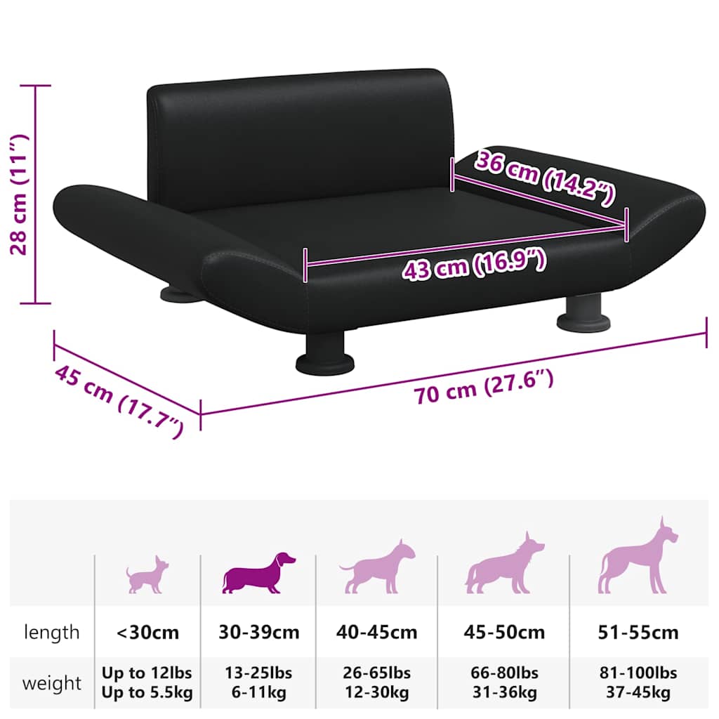 Hundebett Schwarz 70x45x28 cm Kunstleder