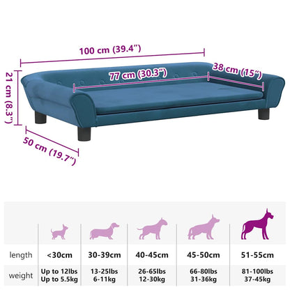 Hundebett Blau 100x50x21 cm Samt