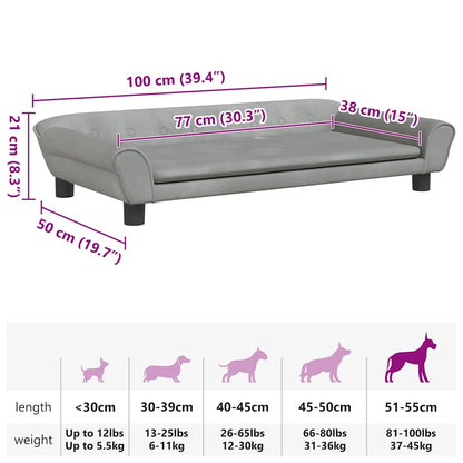 Hundebett Hellgrau 100x50x21 cm Samt