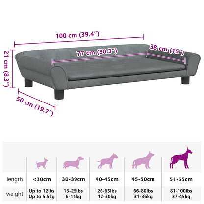 Hundebett Dunkelgrau 100x50x21 cm Samt