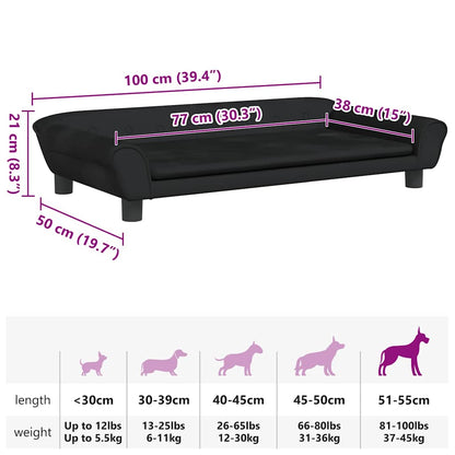 Hundebett Schwarz 100x50x21 cm Samt