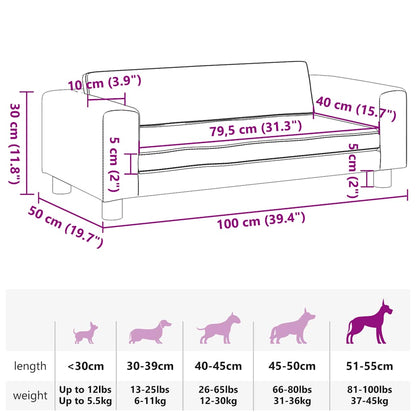 Hundebett mit Verlängerung Braun 100x50x30 cm Samt