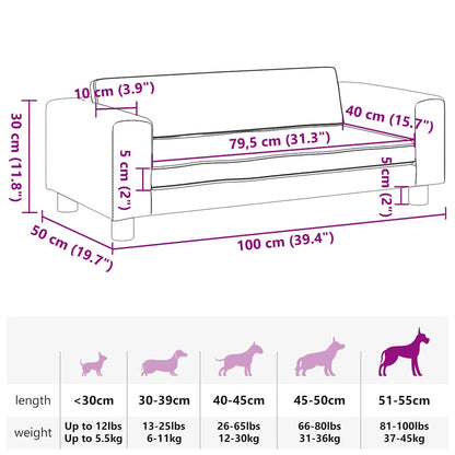 Hundebett mit Verlängerung Creme 100x50x30 cm Kunstleder