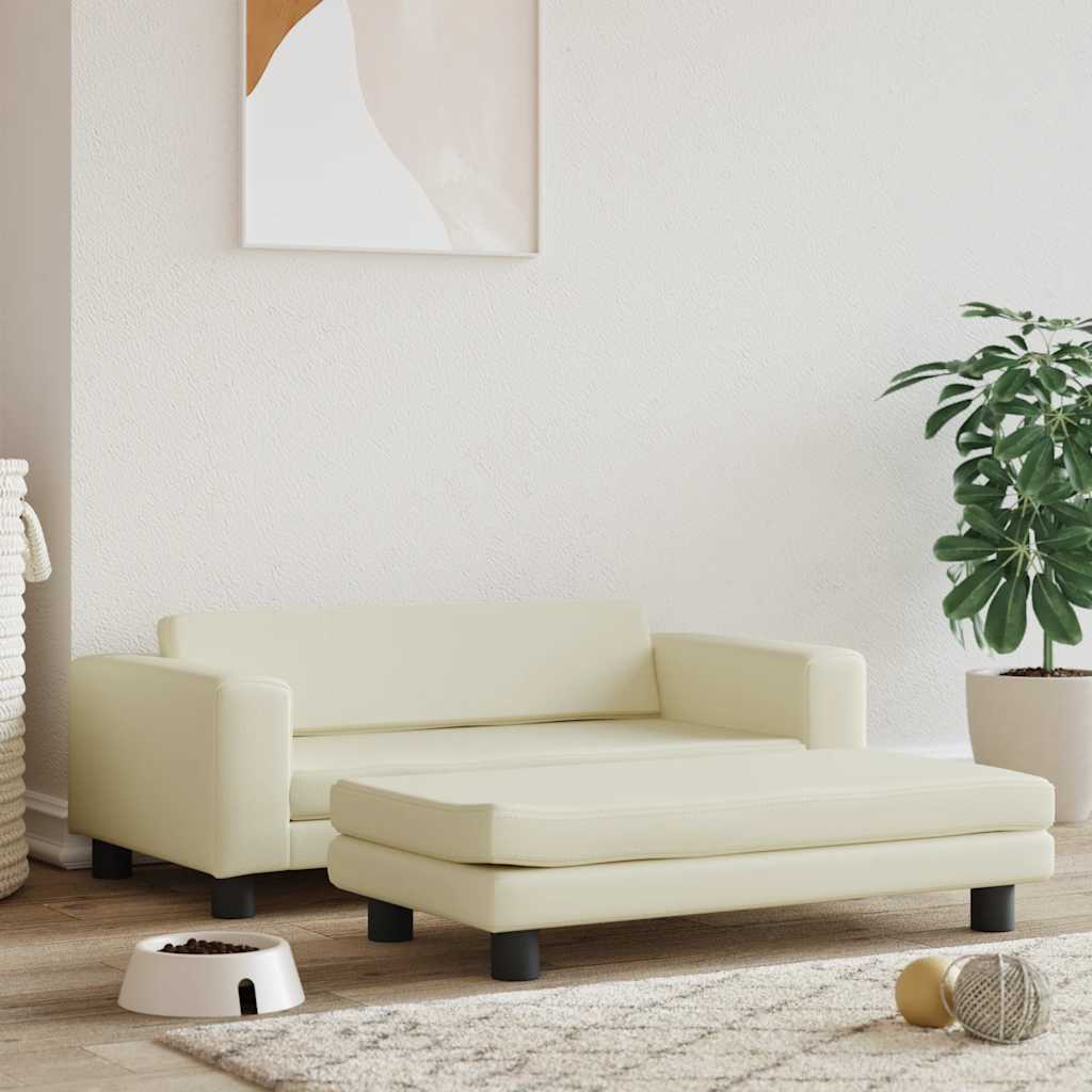 Hundebett mit Verlängerung Creme 100x50x30 cm Kunstleder