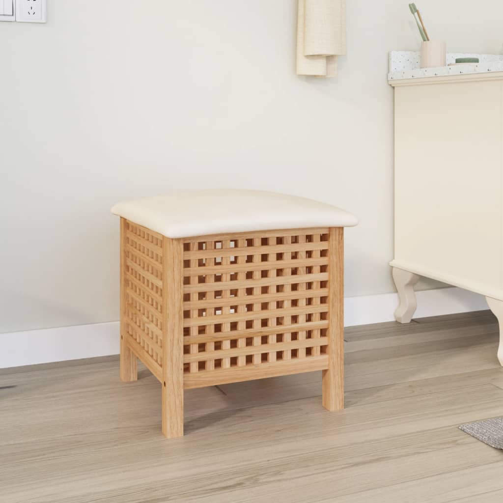 Badeværelse skammel 48x47,5x52 cm massivt valnøddetræ