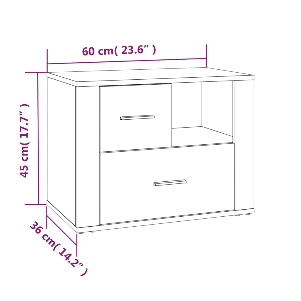 Nachttisch Grau Sonoma 60x36x45 cm Holzwerkstoff
