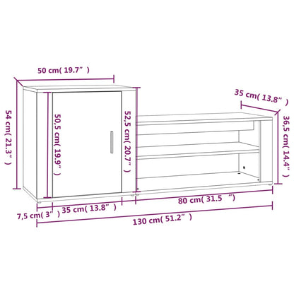 Skoskab Sort 130x35x54 cm Træ Materiale