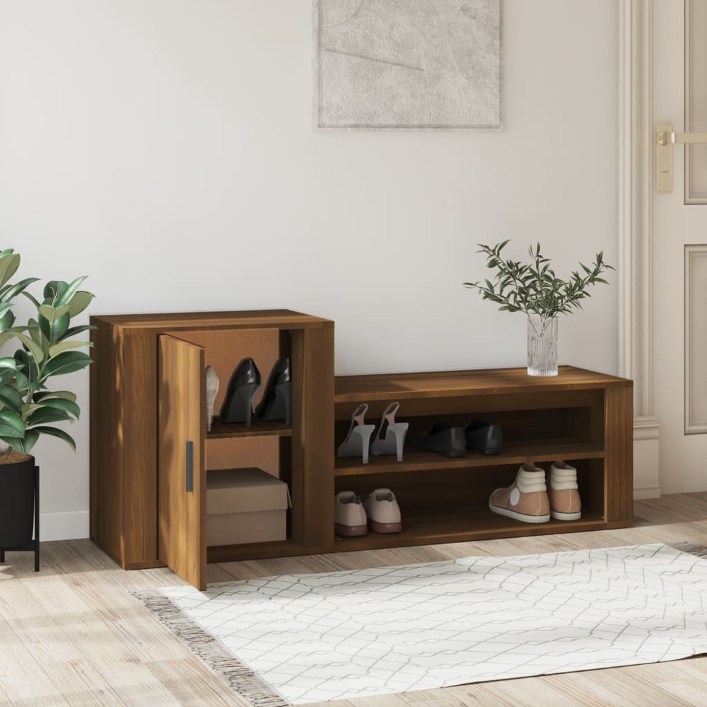 Skoskab Brun Eg Look 130x35x54 cm Træmateriale