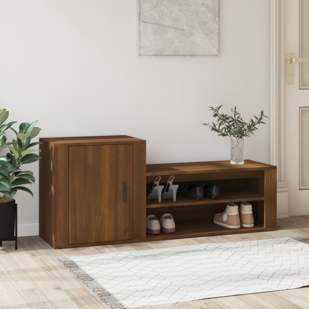 Skoskab Brun Eg Look 130x35x54 cm Træmateriale