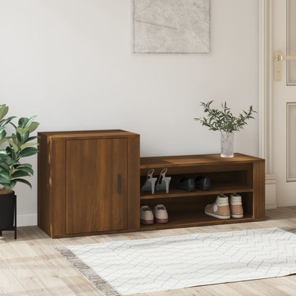 Skoskab Brun Eg Look 130x35x54 cm Træmateriale