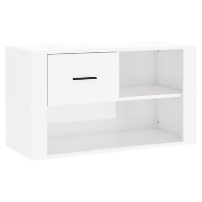 Skoskab højglans hvid 80x35x45 cm træmateriale