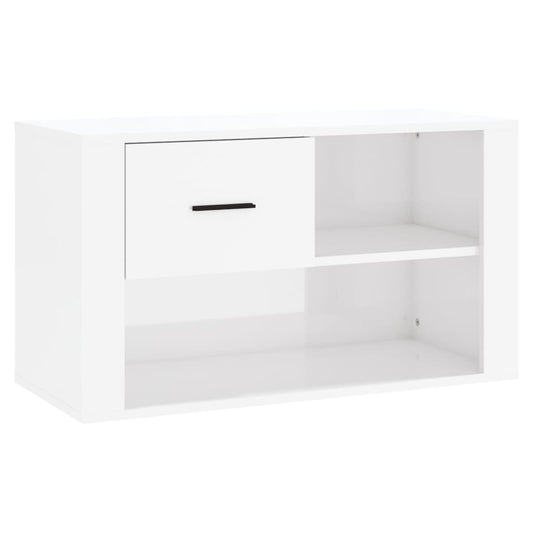 Skoskab højglans hvid 80x35x45 cm træmateriale
