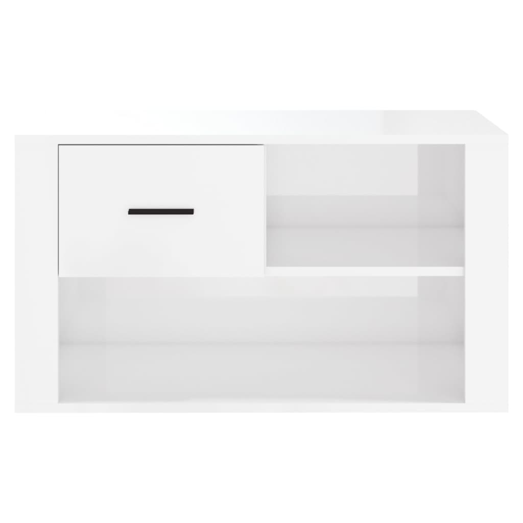 Skoskab højglans hvid 80x35x45 cm træmateriale