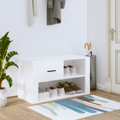 Skoskab højglans hvid 80x35x45 cm træmateriale