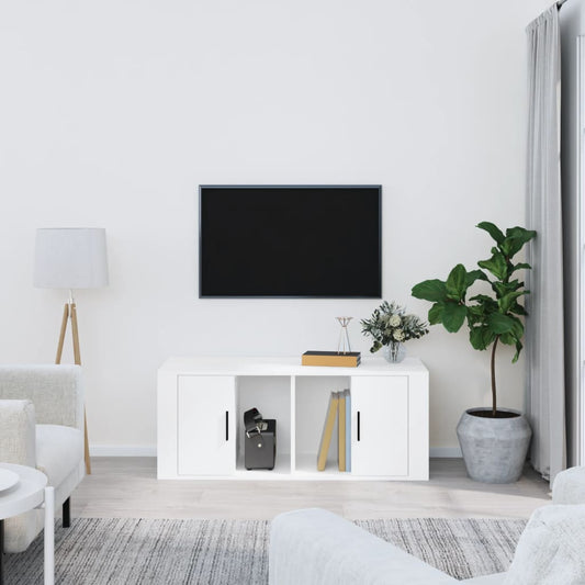TV-skab Hvid 100x35x40 cm Træ Materiale