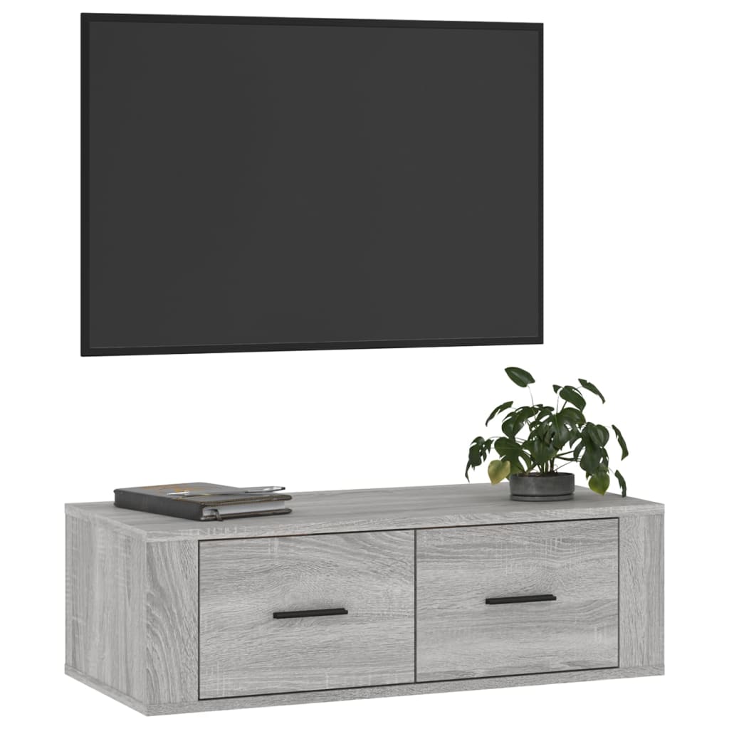 TV vægskab grå Sonoma 80x36x25 cm træmateriale