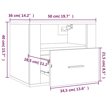Wand-Nachttisch Braun Eichen-Optik 50x36x40 cm