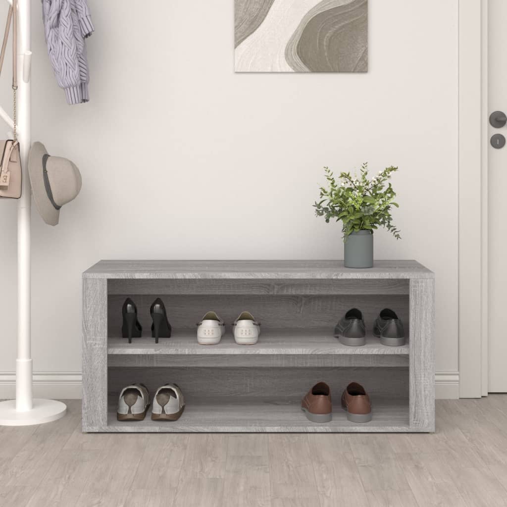 Schuhregal Grau Sonoma 100x35x45 cm Holzwerkstoff