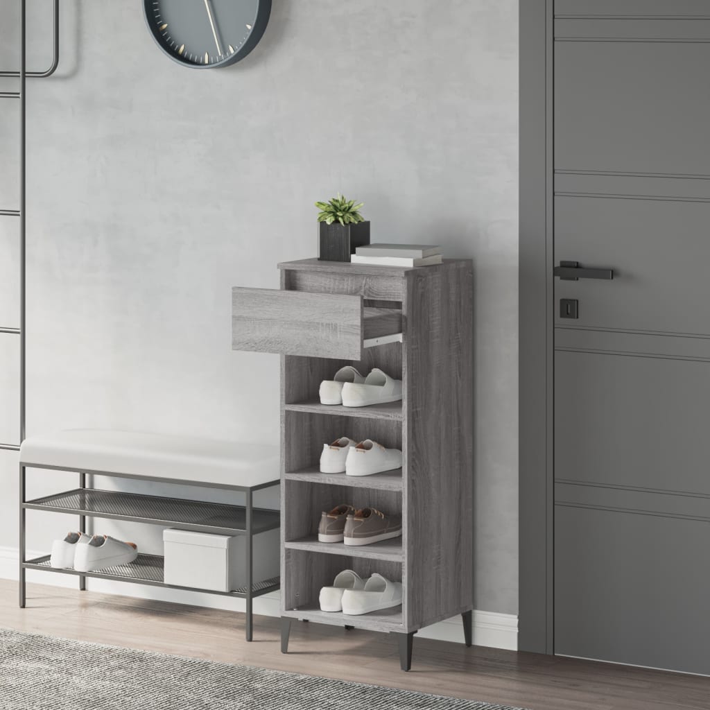 Schuhregal Grau Sonoma 40x36x105 cm Holzwerkstoff