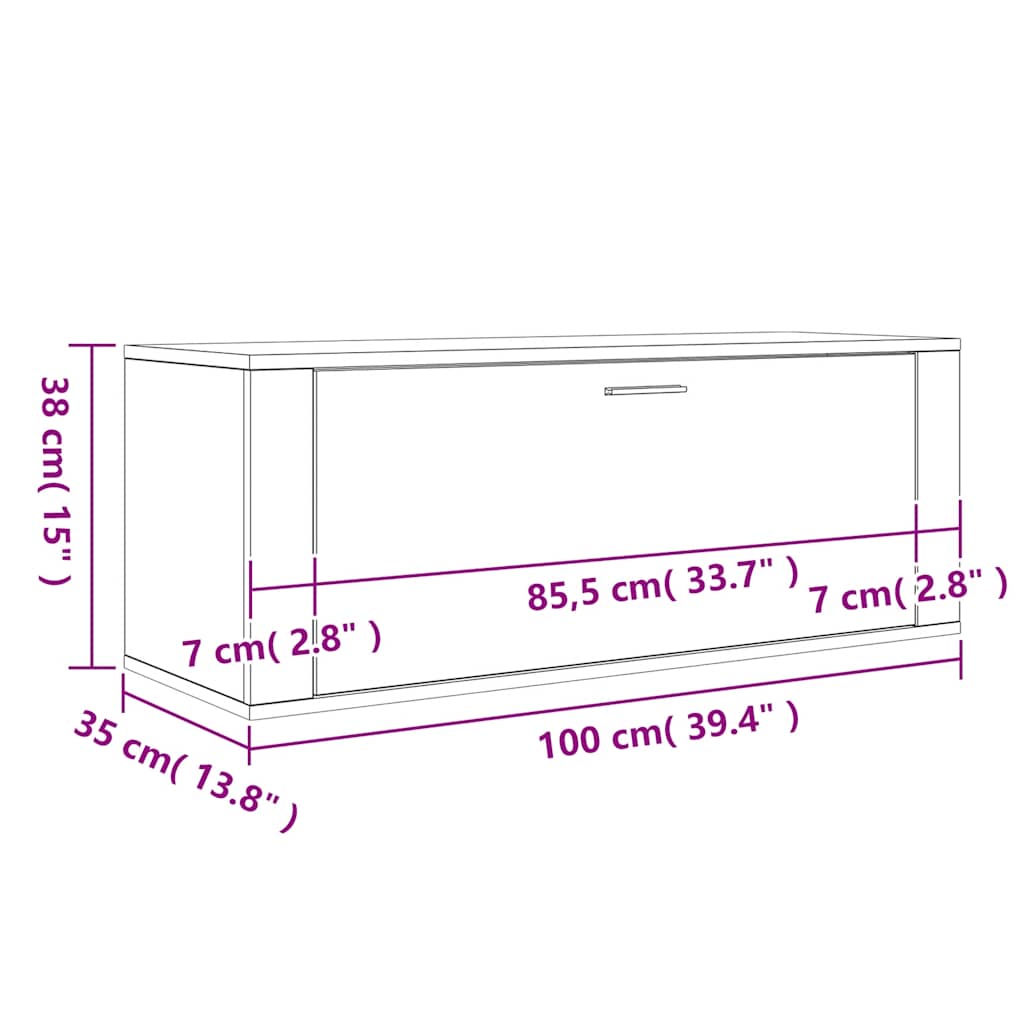 Wand-Schuhschrank Räuchereiche 100x35x38 cm Holzwerkstoff