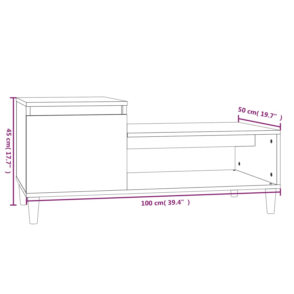 Sofabord røget eg 100x50x45 cm træmateriale