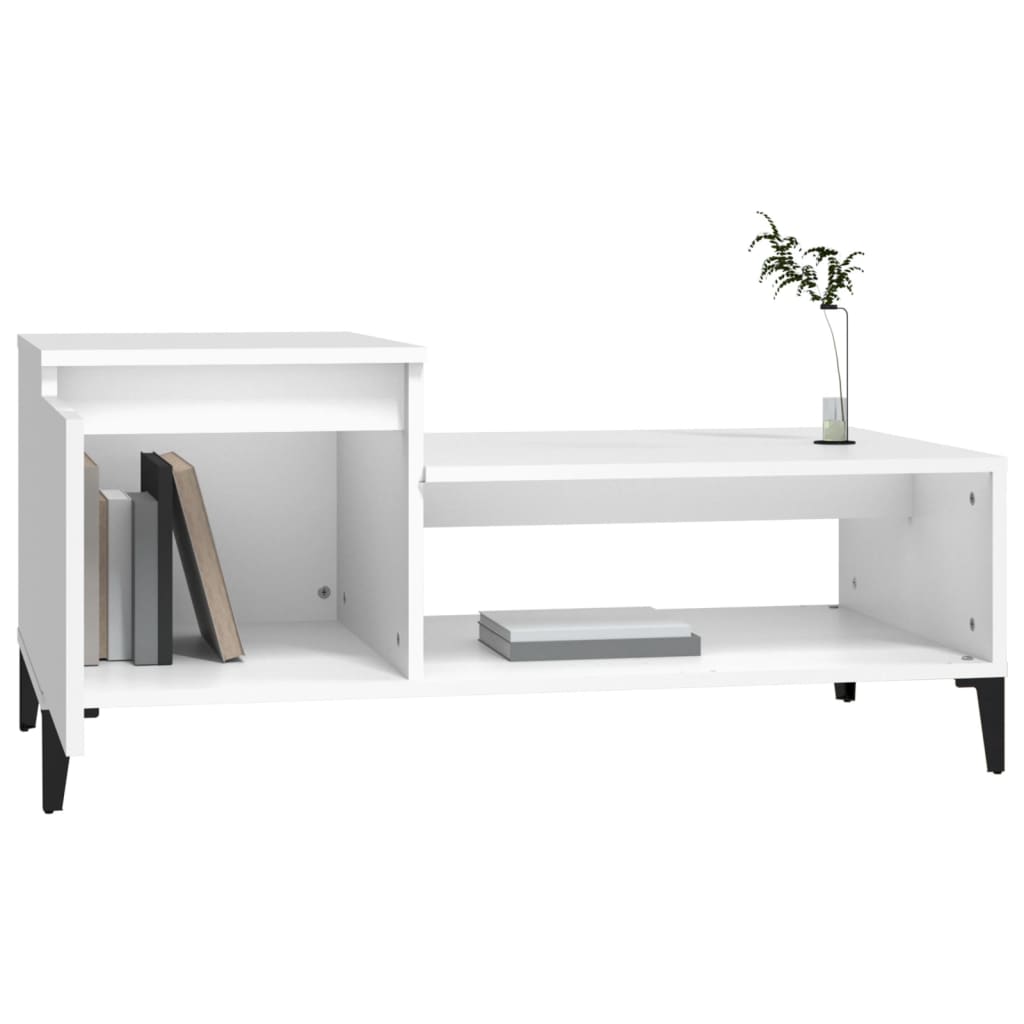 Sofabord Hvid 100x50x45 cm Træ Materiale